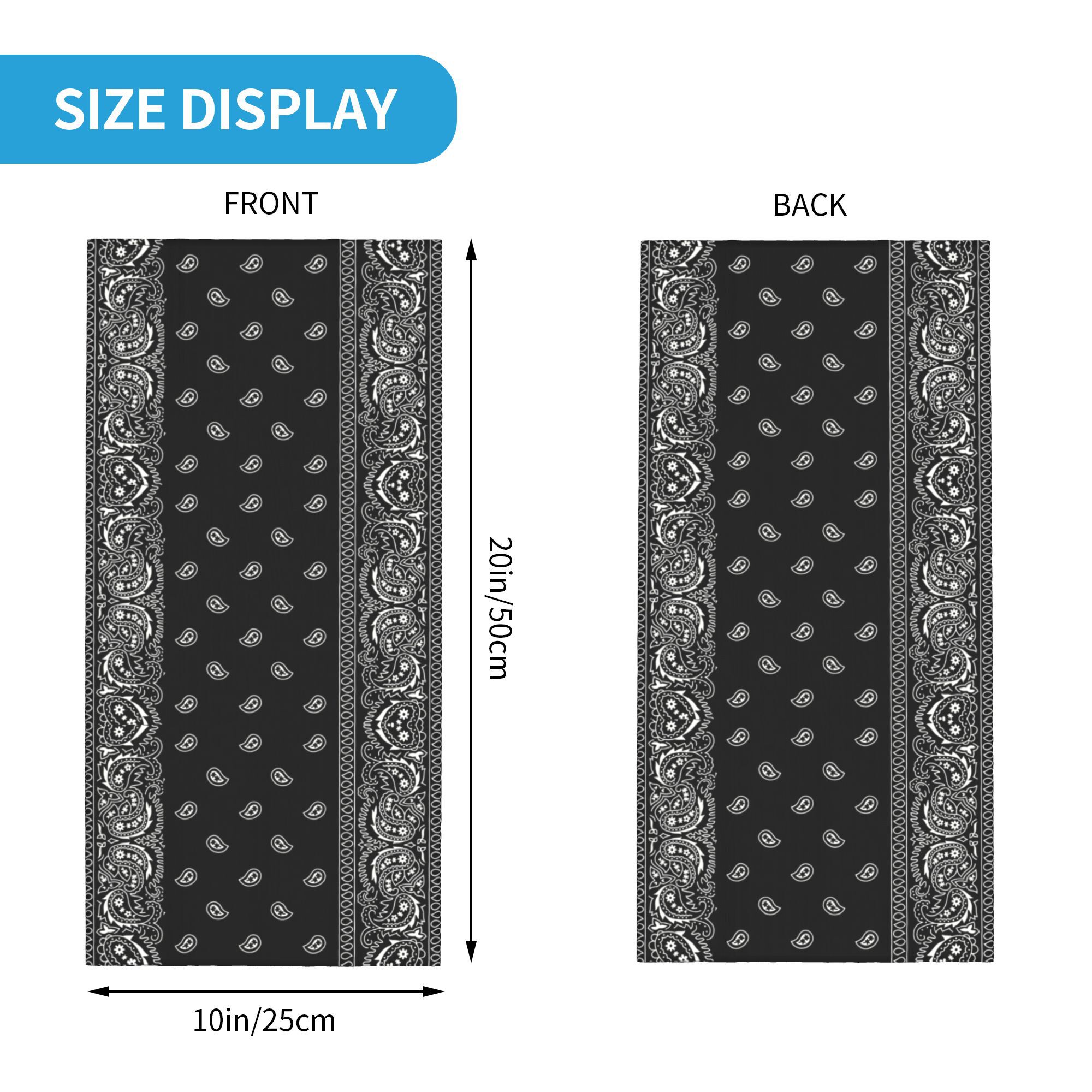 Kustom Hitam Dan Putih Paisley - Bandana Blank White ulasan dan harga