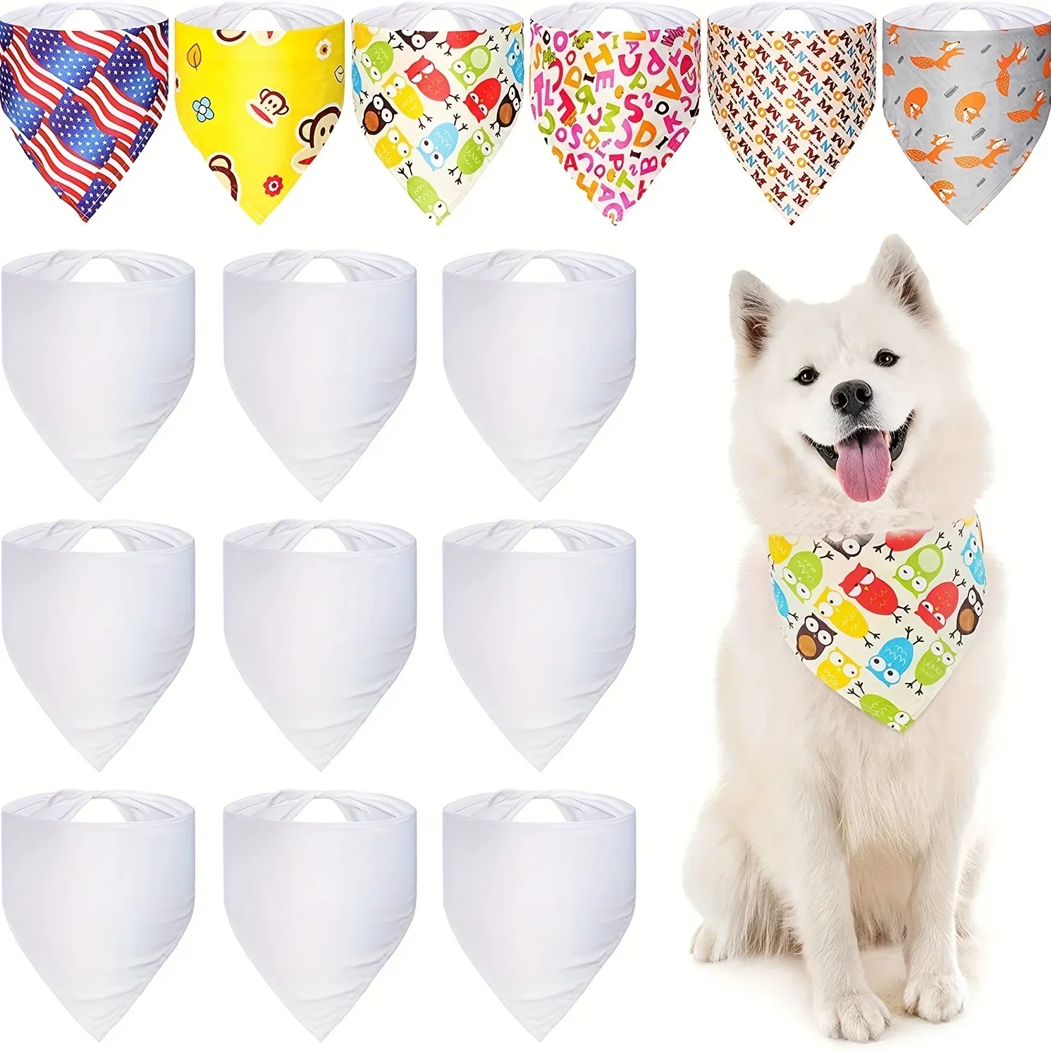 30pcs Bandana Anjing Polos Put - Bandana Blank White ulasan dan harga
