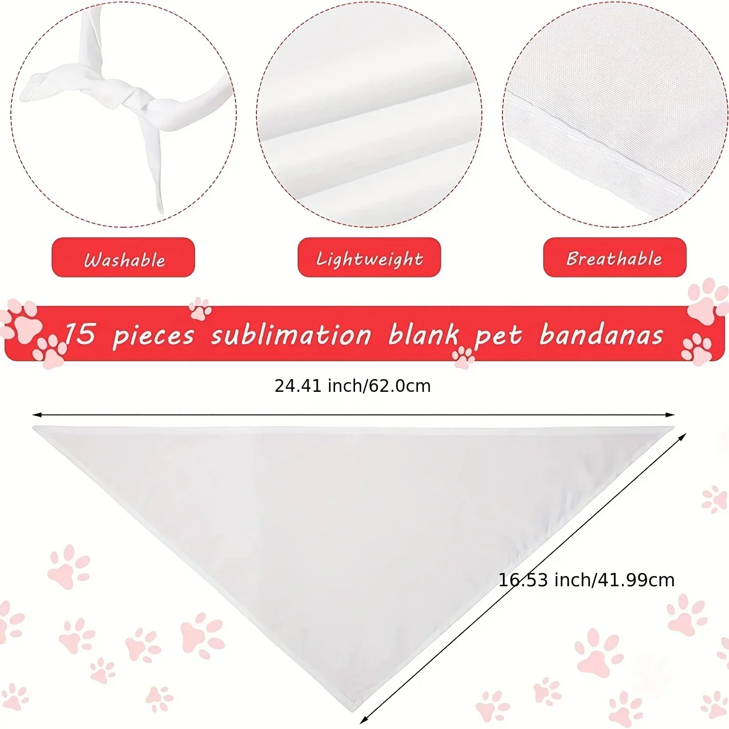 30pcs Bandana Anjing Polos Put - Bandana Blank White ulasan dan harga