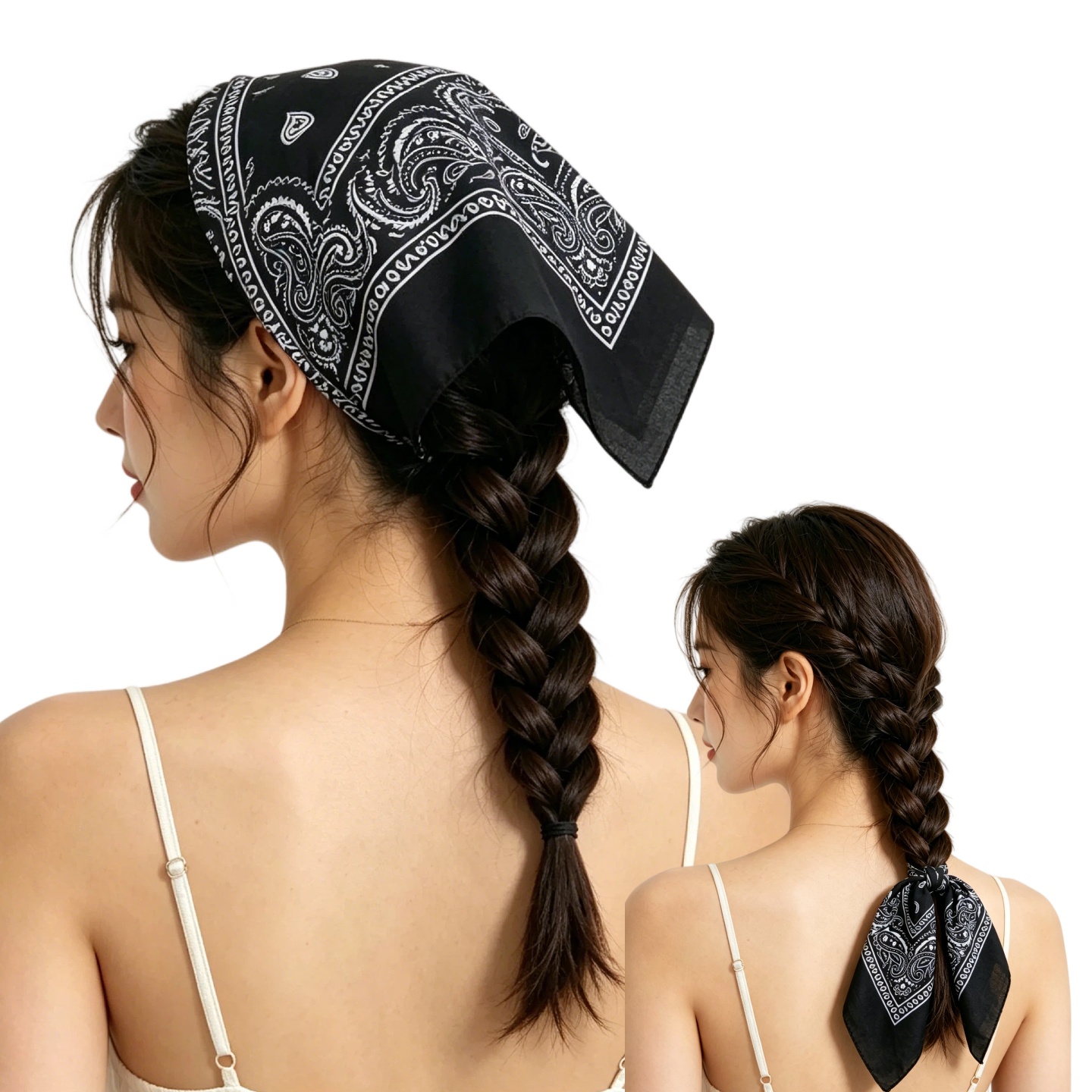 1/2/4/10 Buah Syal Paisley Kob - Bandana Blank White ulasan dan harga